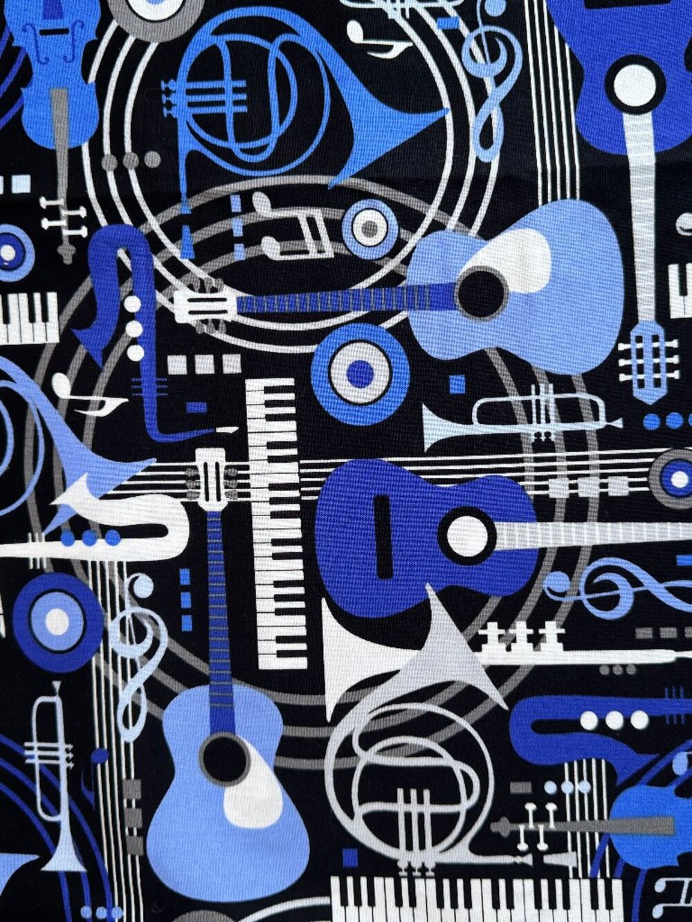 Guitar Quality Quilt Cotton 2 yards Blue Black #966